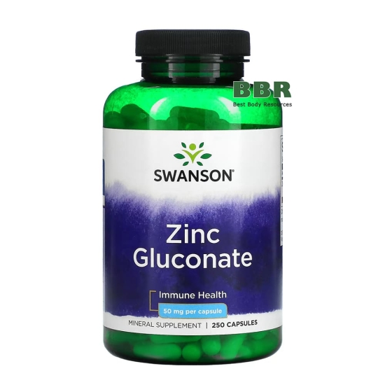 Zinc Gluconate 50mg 250 Caps, Swanson фото