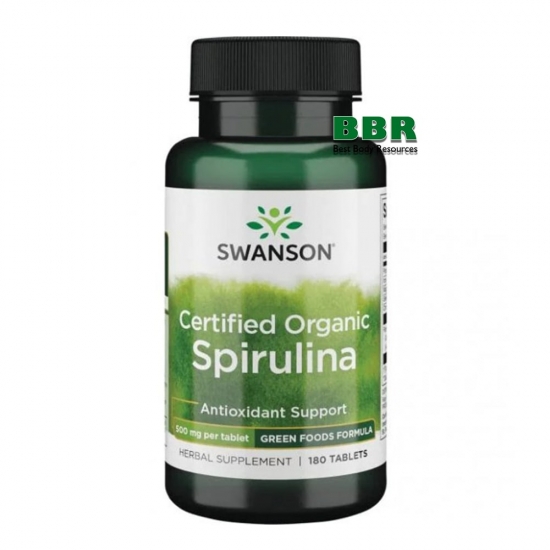 Certified Organic Spirulina 500mg 180 Tabs, Swanson (Tabs) фото