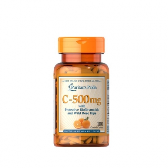 Vitamin C-500 with Bioflavonoids and Rose Hips 100 Tabs, Puritans Pride фото