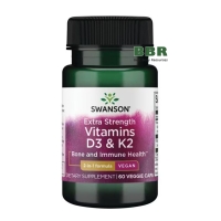 Extra Strenght Vitamins D3 & K2 60 Veg Caps, Swanson