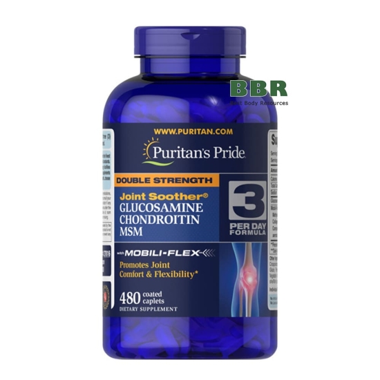 Double Strength Glucosamine, Chondroitin MSM 480 Tabs, Puritans Pride фото