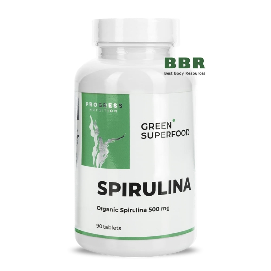 Organic Spirulina 500mg 90 Tabs, Progress Nutrition фото