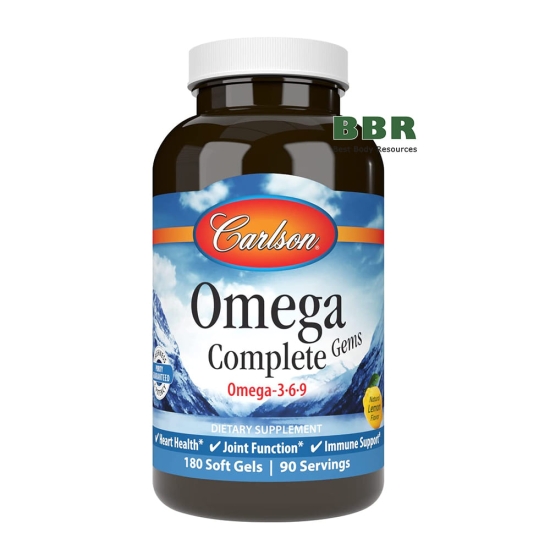 Omega 3 6 9 Complete Gems 180 Softgels, Carlson фото