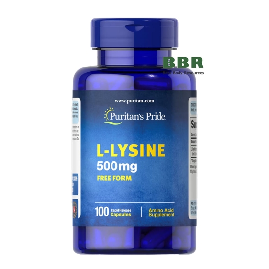 L-Lysine 500mg Free Form 100 Caps, Puritans Pride фото