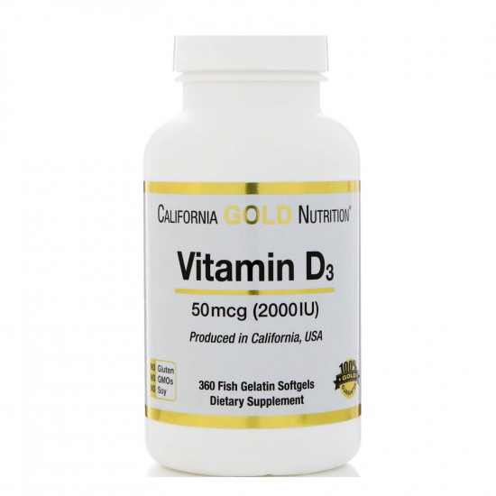 Vitamin D3 2000iu 360 Softgels, California GOLD Nutrition картинка Vitamin D3 2000iu 360 Softgels, California GOLD Nutrition фото