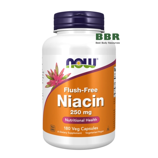 Flush Free Niacin 250mg 180 Veg Caps, NOW Foods фото