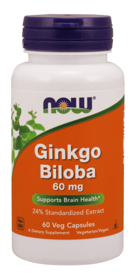 Ginkgo Biloba 60mg 60 Caps, NOW Foods фото