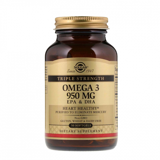 Omega 3 950mg EPA & DHA Triple Strength 50 Softgels, Solgar картинка Omega 3 950mg EPA & DHA Triple Strength 50 Softgels, Solgar фото