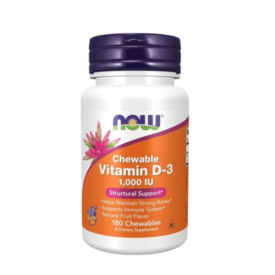 Vitamin D-3 1000iu 180 Chewables, NOW Foods фото