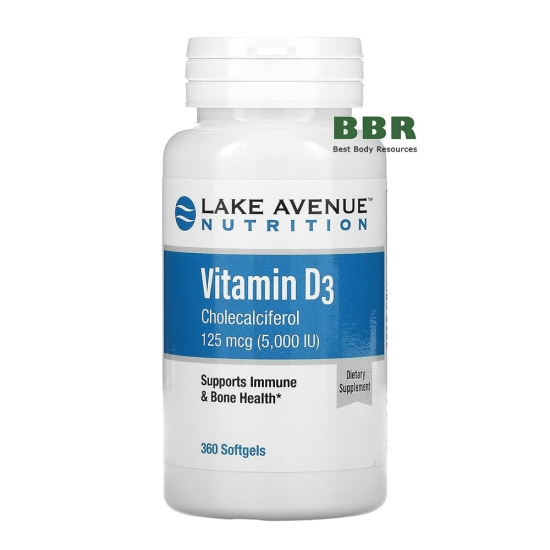 Vitamin D3 5000iu 360 Softgels, Lake Avenue фото