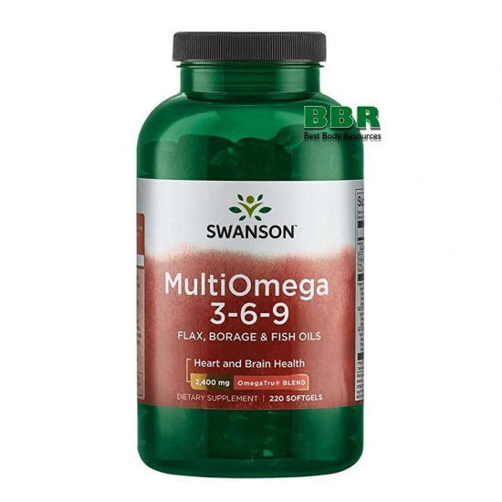 MultiOmega 3-6-9 Flax, Borage & Fish Oils 220 Softgels, Swanson фото