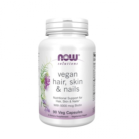 Vegan Hair, Skin & Nails 90 Veg Caps, NOW Foods фото