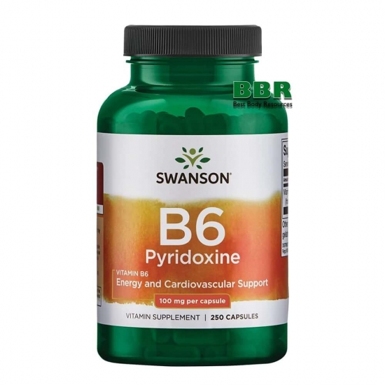 Vitamin B6 Pyridoxine 100mg 250 Caps, Swanson (Caps) фото
