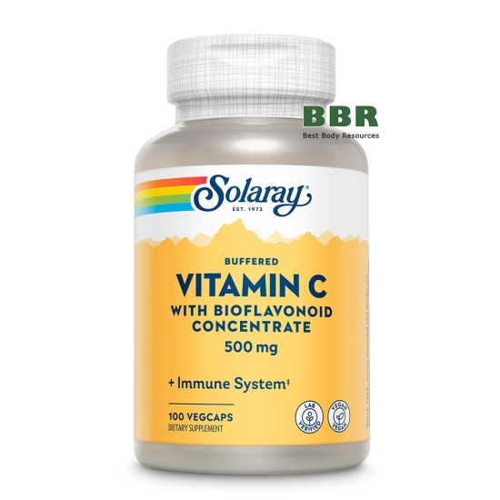Buffered Vitamin C 500mg with Bioflavonoid 100 Veg Caps, Solaray картинка Buffered Vitamin C 500mg with Bioflavonoid 100 Veg Caps, Solaray фото