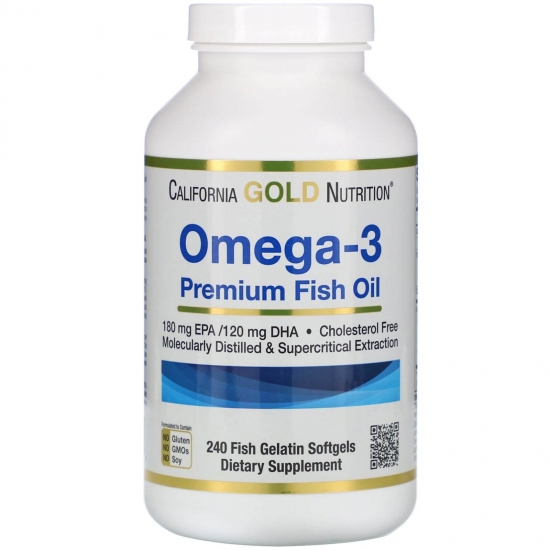 Premium Fish Oil Omega 3 240 Softgels, California GOLD Nutrition фото
