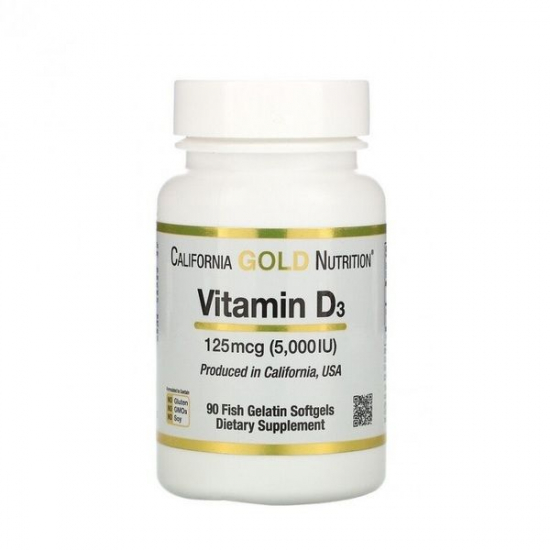 Vitamin D3 5000iu 90 Fish Softgels, California GOLD Nutrition фото