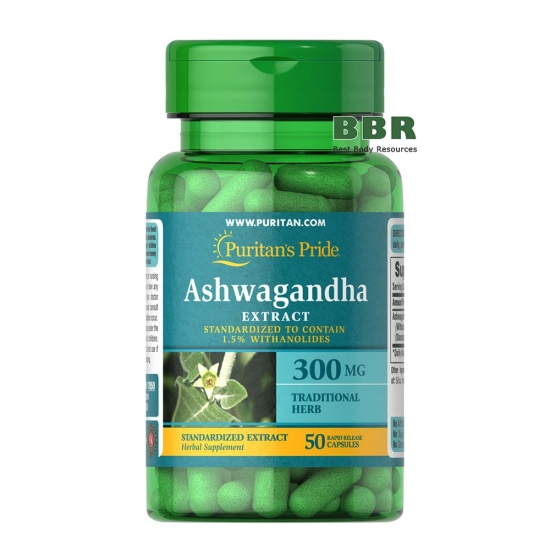 Ashwagandha Extract 300mg 50 Caps, Puritans Pride фото