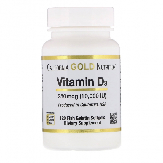 Vitamin D3 10000iu 120 softgels, California GOLD Nutrition фото