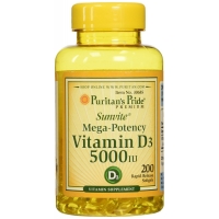 Vitamin D3 5000iu 200 Softgels, Puritans Pride