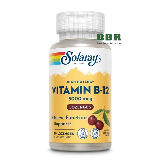 Vitamin B-12 5000mg 30 Cherry Tabs, Solaray картинка Vitamin B-12 5000mg 30 Cherry Tabs, Solaray фото