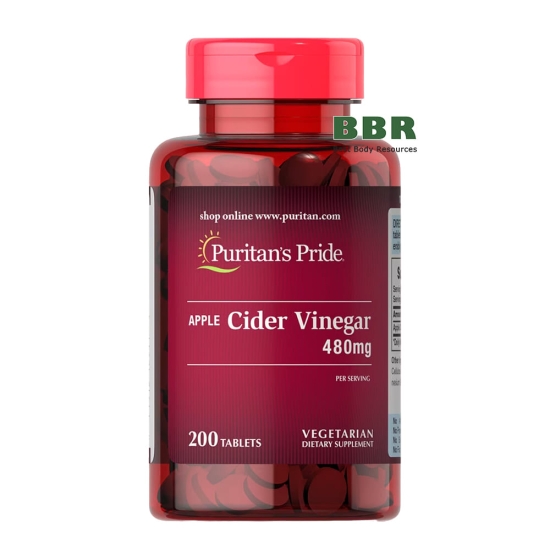 Apple Cider Vinegar 480mg 200 Tabs, Puritans Pride фото