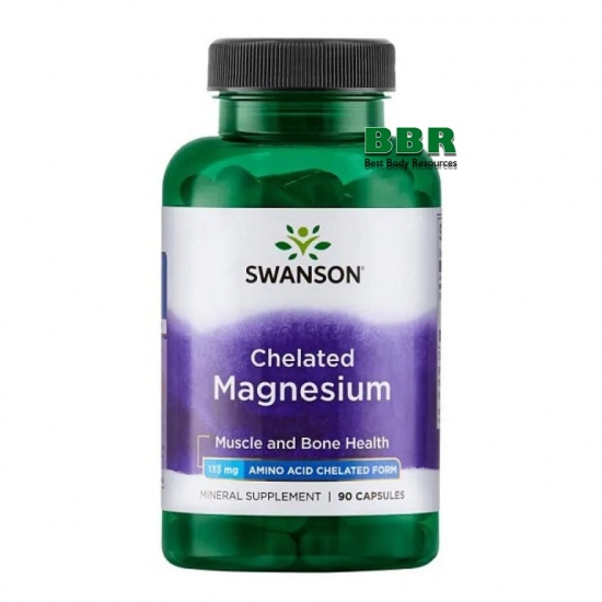Chelated Magnesium 133mg 90 Caps, Swanson фото