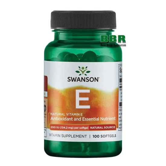 Natural Vitamin E 200iu 134.2mg 100 Softgels, Swanson (Softgels) фото