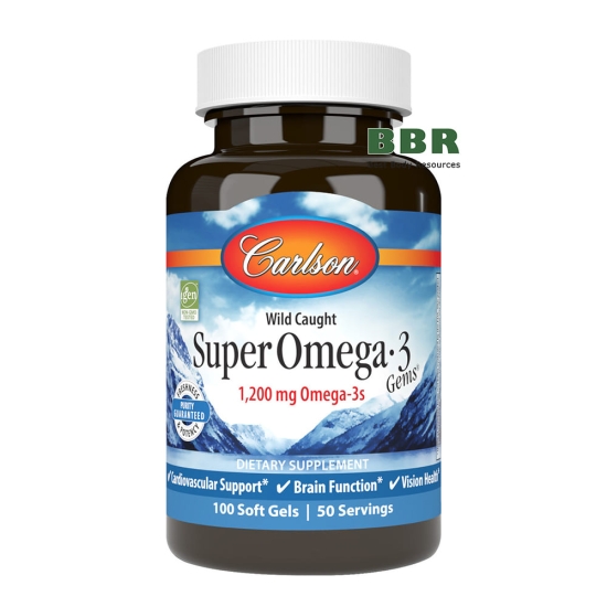 Wild Caught Super Omega 3 1200mg 100 Softgels, Carlson картинка Wild Caught Super Omega 3 1200mg 100 Softgels, Carlson фото