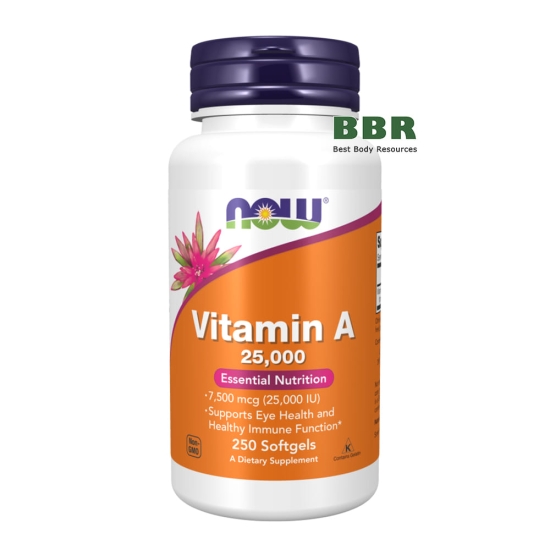 Vitamin A 25000iu 250 Softgels, NOW Foods фото