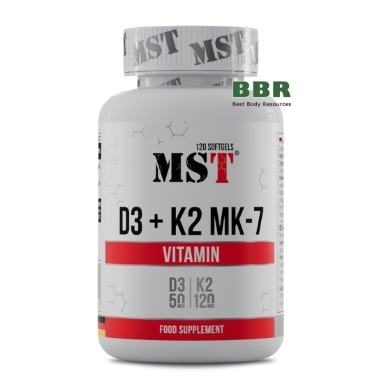 Vitamin D3 plus K2 MK-7 120 Softgels, MST фото