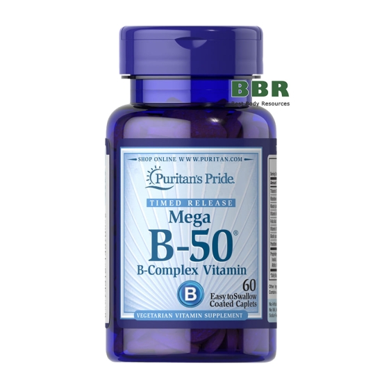 Mega B-50 B-Complex Vitamin 60 Tabs, Puritans Pride картинка Mega B-50 B-Complex Vitamin 60 Tabs, Puritans Pride фото
