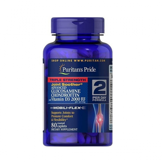 Triple Strength Glucosamine Chondroitin with Vitamin D3 80 Tabs, Puritans Pride картинка Triple Strength Glucosamine Chondroitin with Vitamin D3 80 Tabs, Puritans Pride фото