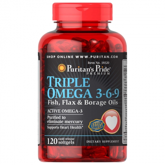 Triple Omega 3-6-9 120 Softgels, Puritans Pride картинка Triple Omega 3-6-9 120 Softgels, Puritans Pride фото