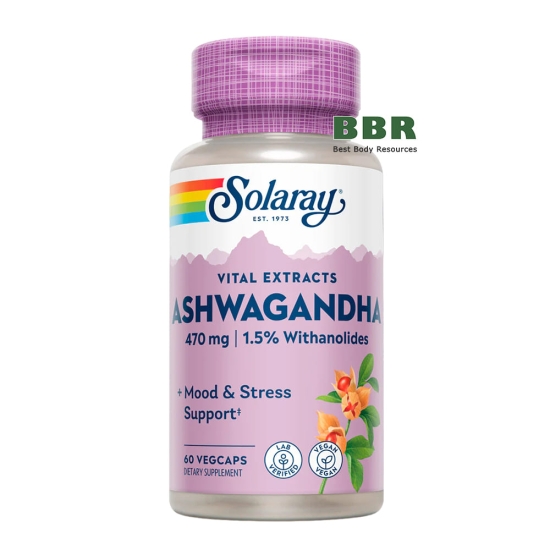 Ashwagandha 470mg 60 Veg Caps, Solaray картинка Ashwagandha 470mg 60 Veg Caps, Solaray фото