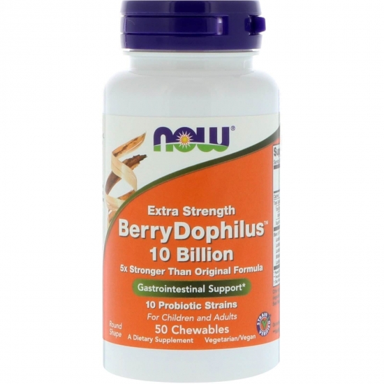 Berry Dophilus 10 Billion 50 Chewables, NOW Foods фото