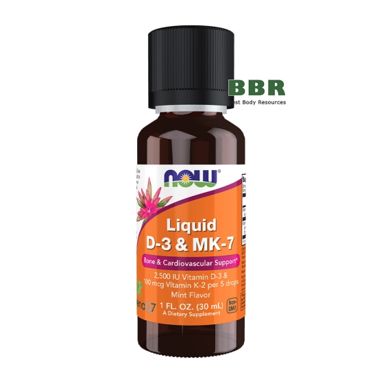 Liquid D-3 & MK-7 2500iu / 100mcg 30ml, NOW Foods фото