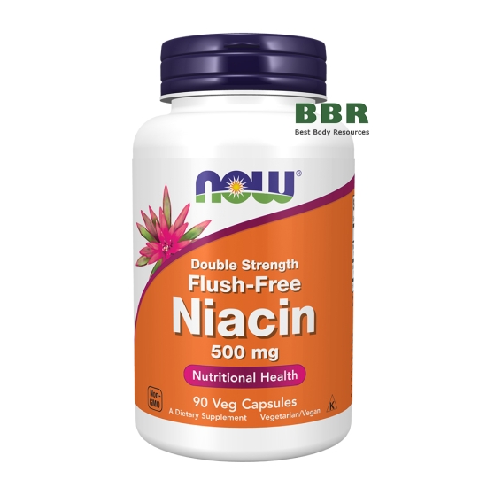 Flush Free Niacin 500mg 90 Veg Caps, NOW Foods фото