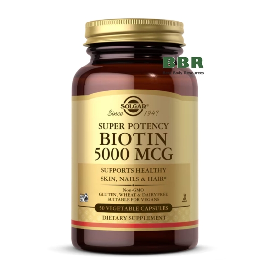 Biotin 5000mcg 50 Veg Caps, Solgar фото
