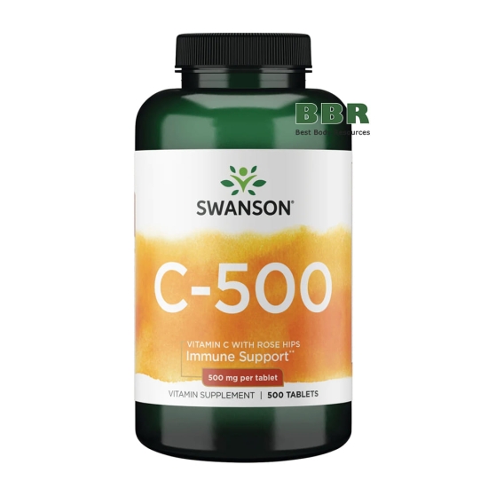 Vitamin C 500mg with Rose Hips 500 Tabs, Swanson фото