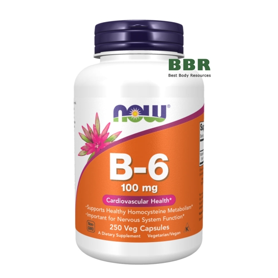 Vitamin B-6 100mg 250 Veg Caps, NOW Foods фото