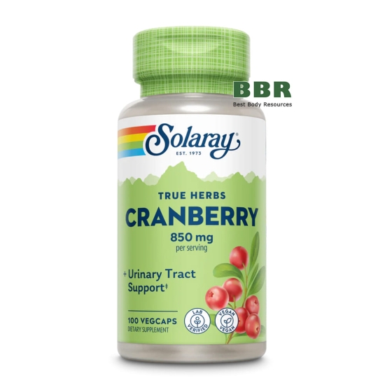 True Herbs Cranberry 850mg 100 Veg Caps, Solaray фото