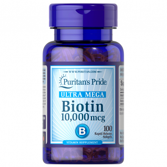 Biotin 10000mcg 100 Softgels, Puritan`s Pride фото
