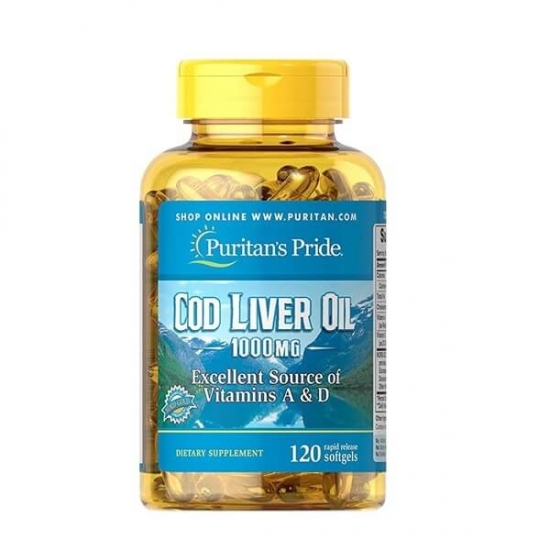 Cod Liver Oil 1000mg 120 Softgels, Puritans Pride фото