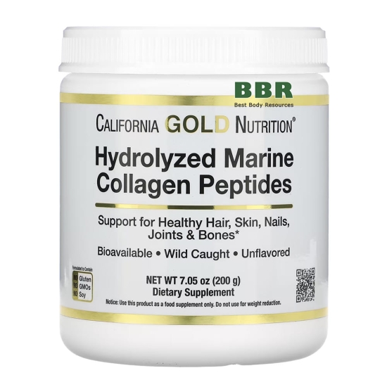 Hydrolyzed Marine Collagen Peptides 200g, California GOLD Nutrition фото