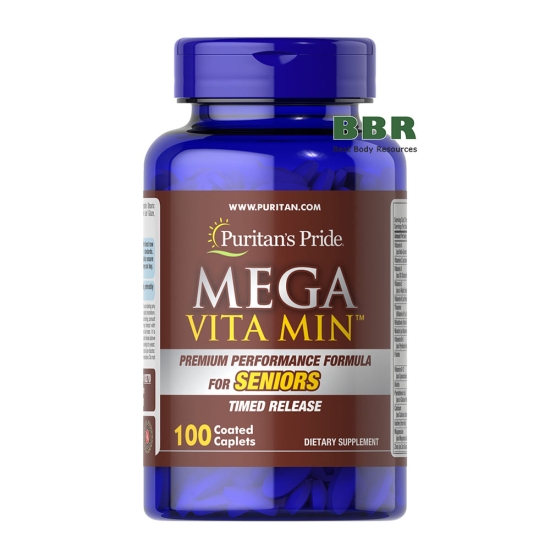 Mega Vita-Min Multivitamins for Seniors 100 Tabs, Puritans Pride фото