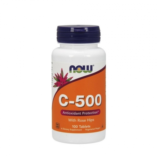 Vitamin C-500 With Rose Hips 100 Tabs, NOW Foods картинка Vitamin C-500 With Rose Hips 100 Tabs, NOW Foods фото