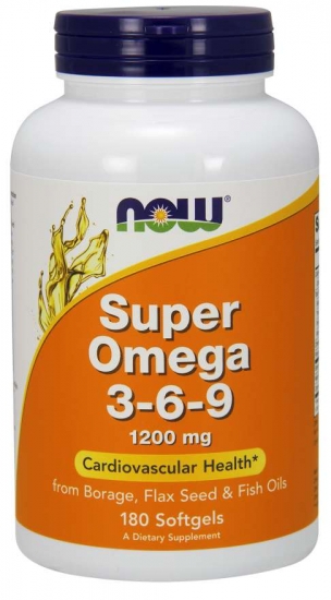 Super Omega 3-6-9 1200mg 180 Softgels, NOW Foods фото