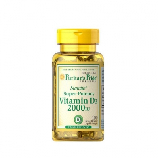 Vitamin D3 2000iu 100 Softgels, Puritans Pride фото