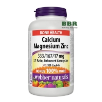 Calcium Magnesium Zinc 200 Tabs, Webber Naturals