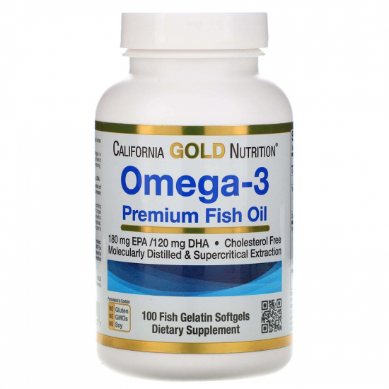 Premium Fish Oil Omega 3 100 softgels, California GOLD Nutrition фото